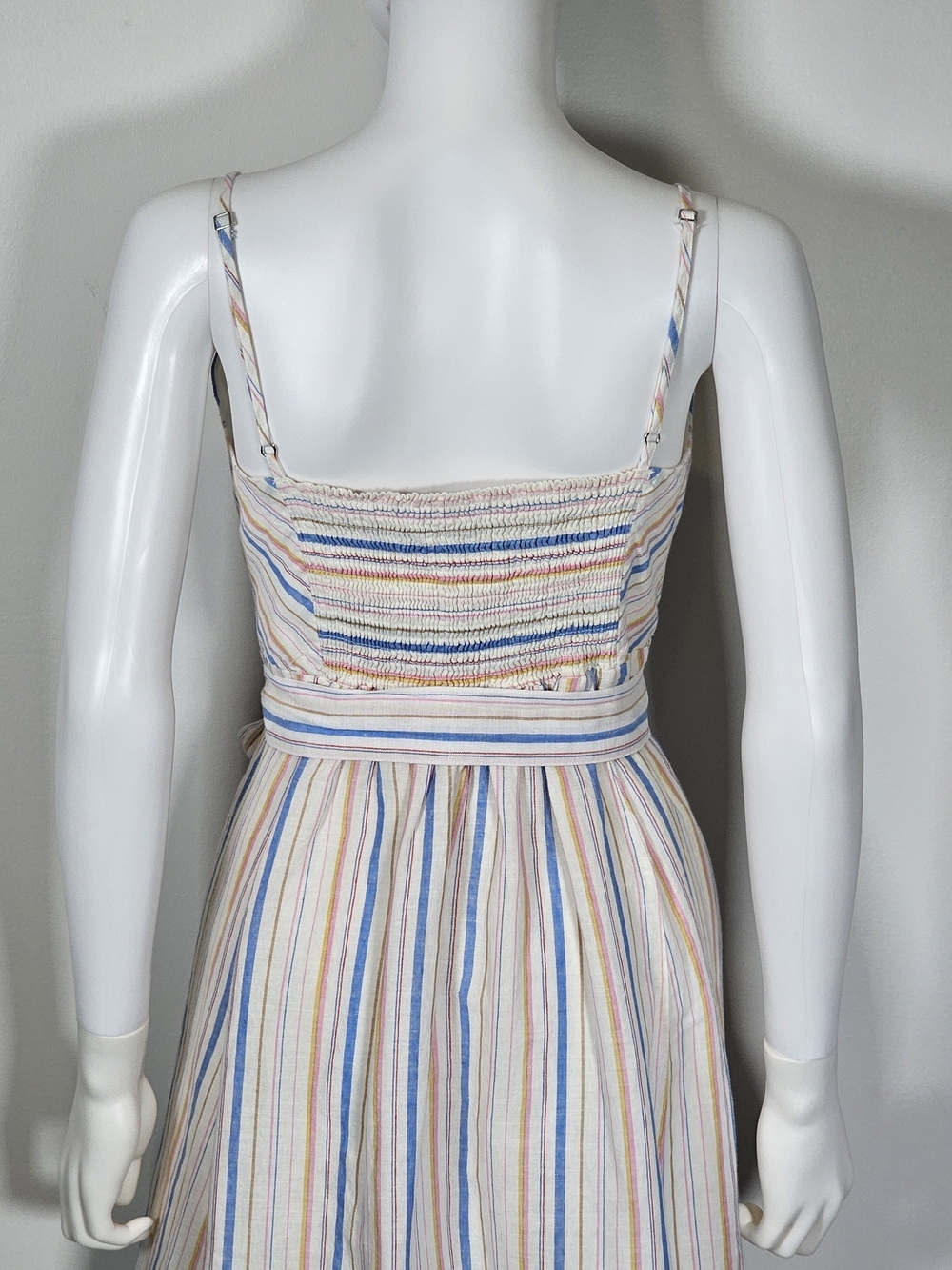 GAP NWT Sleeveless Striped Tie-Waist Midi Dress - Pastel Pink, Blue & White Sz 6 - Picture 7 of 13